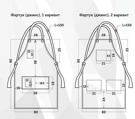 Фартук мастера и парикмахера джинс на люверсах - серый