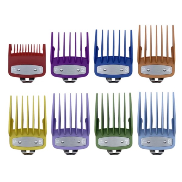 Набор насадок пластиковых DiBiDi премиум разноцветные для машинок Wahl, BaByliss PRO 8шт