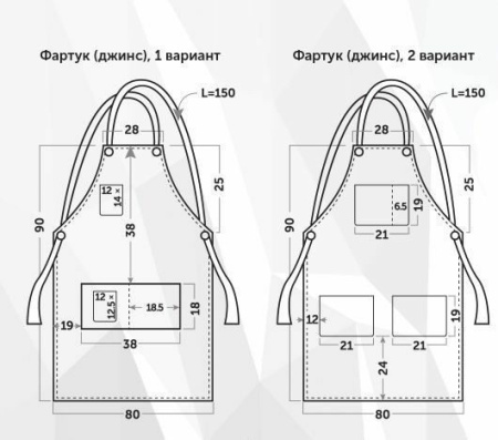 Фартук джинс на люверсах - черный